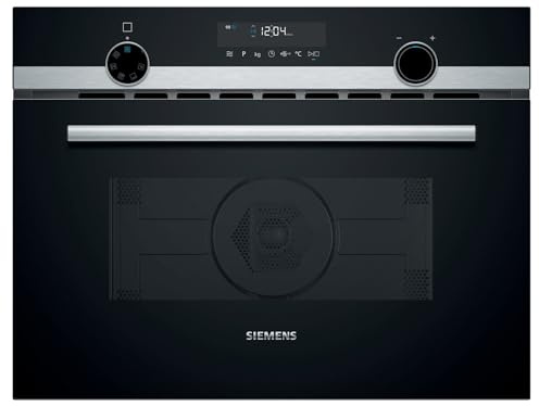 Siemens CM585AGS1 iQ500, Einbau-Mikrowelle mit Heißluft, 60 x 45 cm, 900 W, 44 L Garraum aus Edelstahl, touchControl Bedienung, Hydrolytische Reinigungshilfe, cookControl 15 Automatikrogramme, Schwarz