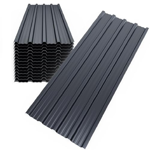 Mondeer 14er-Set Metall Trapezblech, Wellblechplatten für Dach, Dachbleche Trapezblech, Verzinkter Stahl für den Bau von Garagen, Gewächshä usern, Zwingern, 7m², 110 * 46cm, Dunkelgrau