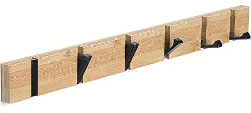 ANVODE Garderobenhaken Wandmontierter, Kleiderhaken Garderobenleiste mit 6 Faltbar Haken für Jacken, Mäntel, Hüte, Schals, Handtaschen