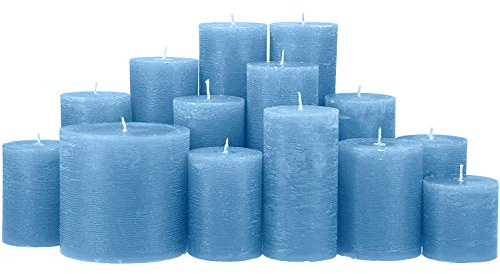Premium Kerzenset 4,5 kg durchgefärbte Stumpenkerzen von Kerzenwelt 1. Wahl ohne Duft (hellblau)