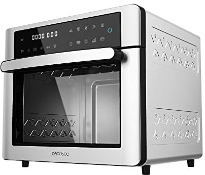 Cecotec Heißluftfritteuse Ofen Bake&Fry 3000 Touch Steel. 1600 W, 30 Liter, Konvektion, Touchscreen, 9 Funktionen, Temperatur- und Höhenverstellbar, Edelstahl