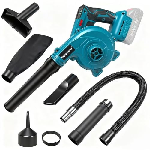 bycpower Akku Laubbläser für Makita 18V, Elektrischer Hand-Laubbläser Gebläse, 2-in-1 Elektrischer Laubbläser und Staubsauger Geeignet für Räumen von Einfahrten, Terrassen und Schneeräumung(Ohne Akku)