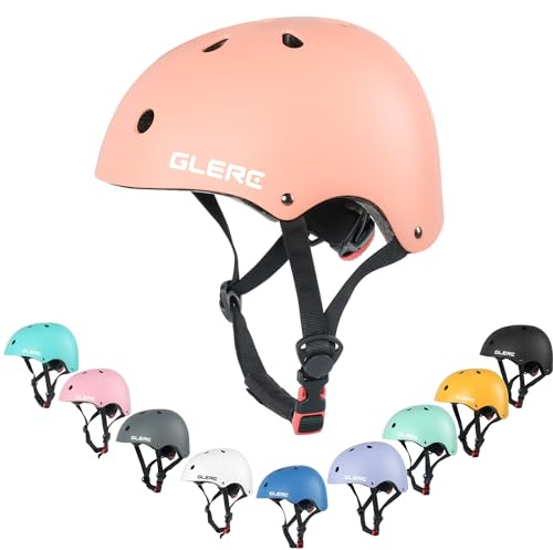 Glerc Kinder-Multi-Sport-Helm für Jungen & Mädchen ab 8 Jahren, für Fahrrad, Scooter, Skate & mehr, verstellbare Größe M, Pfirsich