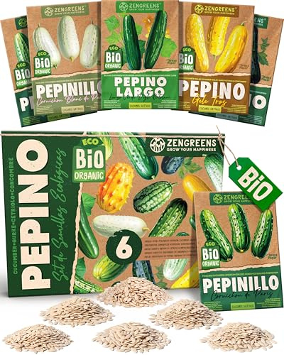 ZenGreens® - Bio Gurkensamen im 6er Set - 6 Gurken Samen für den einfachen Anbau im Garten, Balkon oder Hochbeet - Pflanzensamen - Saatgut