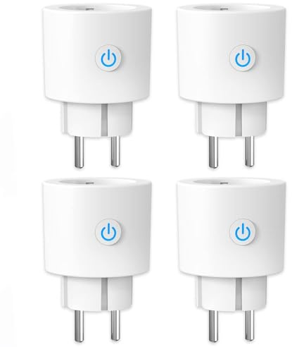 ANTELA WLAN Smart Steckdose mit Strommessung 16A, Smart Home Steckdose kompatibel mit Alexa/Google Home, Stromverbrauch Messen, Sprachsteuerung, APP Fernsteuerung, 2,4GHz, 4 PCs