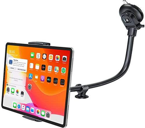 APPS2Car Tablet Handyhalterung Auto, 360° iPad Halterung für Windschutzscheibe & Armaturenbrett, stabile Saugnapf Autohalterung mit flexiblem Schwanenhals, kompatibel mit iPad,4–11 Zoll Geräten