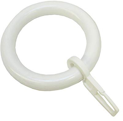 GARDINIA Gardinenringe für Gardinenstangen Ø 28 mm, Mit Gardinenhaken, 10 Stück, Ring-Breite 8 mm, Kunststoff, Weiß