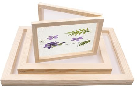 QoTang 3 Stück Holz Papierherstellung Rahmen,3 Größen Papierschöpfrahmen Siebdruckrahmen Papier Schöpfen Papierherstellung Werkzeuge,für DIY Papierhandwerk Papierherstellung