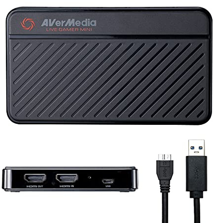 AVerMedia Live Gamer MINI GC311, 1080p60 Full-HD-Passthrough, USB 2.0-Game-Capture-Karte, Hardware-Encoder, Plug & Play, für Anfänger, Switch, PS4, Xbox, iPhone, iPad