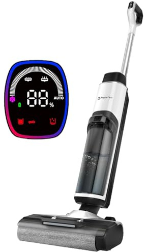 Hearten Nass Trockensauger Akku, Tiefenreinigungswasser Durch Elektrolyse Erzeugen, Sprachansage, Staubsauger mit Wischfunktion, Selbstreinigung, LED-Display, für Harte Boden,Tierhaare
