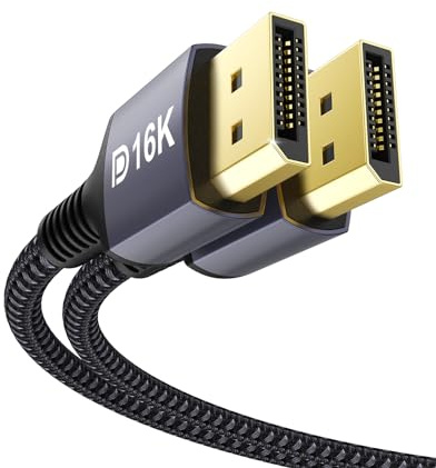 Stouchi DisplayPort Kabel 2.1 2M/6.6Ft DP2.1/2.0 Kabel [16K@60Hz,10K@60Hz, 8K@120Hz,4K@240Hz 165Hz 144Hz] Unterstützt 80Gbps HDR DSC1.2a FreeSync G-Sync Display Port 2.1 Kabel für Gaming Monitor