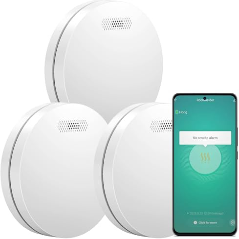 Aroha Smart Connect Rauchmelder WLAN - 10 Jahre Batterie - Feuermelder WLAN Vernetzt mit App Tuya & Smartlife, Smart Home - 3 Set