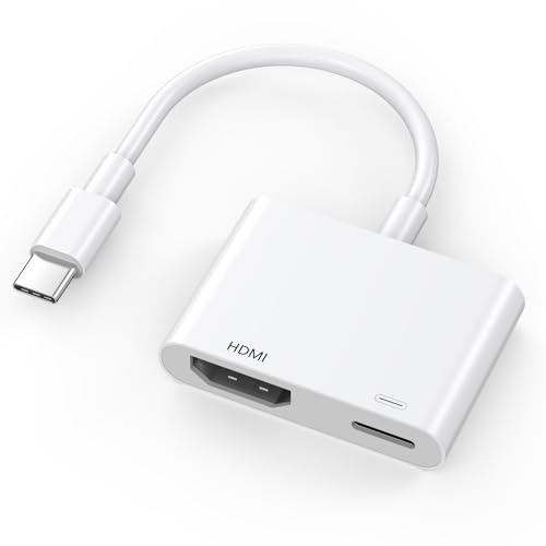 [MFi-zertifiziert] USB C-zu-HDMI-Adapter für iPhone 17 16 15, 4K@60Hz Type-C-zu-HDMI-Adapter mit 100W Schnellladebuchse für iPhone 17/17 Pro/17 Pro Max/Air/16e/16 15 Pro Max für HDTV, Beamer, Monitor