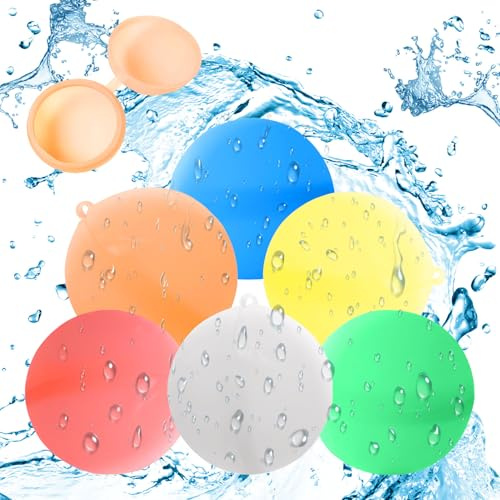 Chimoo 6er-Pack Wiederverwendbare Silikon-Wasserballons, Selbstschließend