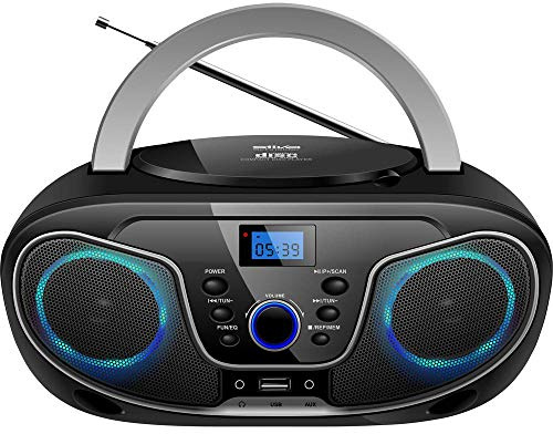 Silva-Schneider 1901850 MPC 19.4 UKW Radio mit CD-Player, AUX, USB, Schwarz/Silber