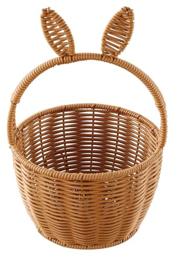 Eierkorb Eierbehälter Osterkorb Kleiner Weidenkorb mit Henkel Kunststofffaser Handgewebter Rattankorb Henkelkorb Gemüsebehälter Obstpflückkorb Aufbewahrungskorb für Osterernte