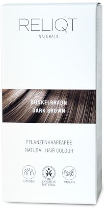 RELIQT Naturals – Pflanzenhaarfarbe Dunkelbraun 100% natürlich & permanent 100 g – Haarfarbe für gründliche Grauhaarabdeckung & gesunden Glanz – Naturkosmetik Haarfärbemittel zusatzstofffrei