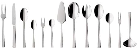 Villeroy & Boch – Victor Besteckset 68 teilig für 12 Personen Silber/Platin, Spülmaschinenfest, Rostfrei, Tafelbesteck, Besteck Set, Essbesteck, Gabel, Löffel, Messer, Küchen Besteck Set, Edelstahl