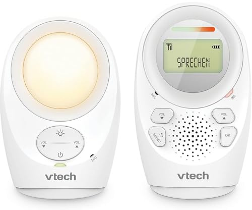 Vtech Digitales Audio-Babyphon DM1211 – Mit DECT-Technologie, Gegensprechfunktion, LCD-Lautstärkeanzeige, Temperatursensor, Nachtlicht u. v. m. – Mit Eltern- und Babyeinheit