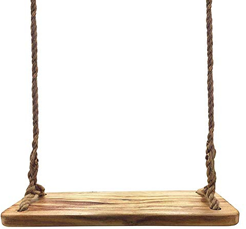Aoneky Baumschaukelsitz aus Naturholz, für Kinder und Erwachsene, für draußen (z. B. den Hinterhof), Holzschaukel mit Ersatzseil