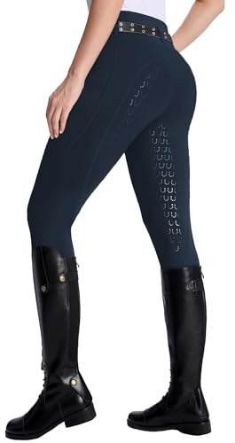 DMVOD Damen Reitleggings mit aktiver Silikon-Grip Vollbesatz - Reithosen für Frauen