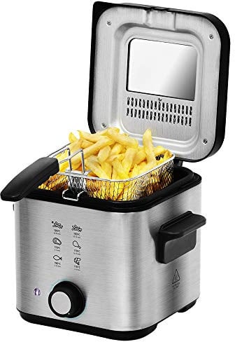 Cecotec CleanFry Infinity 1500 Fritteuse. 1,5 L Fassungsvermögen, Temperatur bis zu 190 ºC, 30 Min. Timer, antihaftbeschichter Innentopf, OilCleaner Filter, Schwarzes Finish, 900 W.