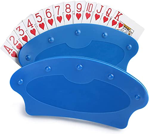 LotFancy Spielkartenhalter Kartenhalter Spielkarten für Senioren, 2 Stück Spielkartenständer Blau Plastik Freisprech