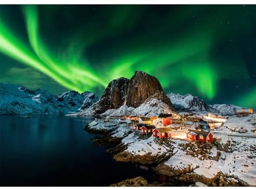 Puzzle 1000 Teile,Klassische Puzzles, Impossible Geschicklichkeitsspiel für die Ganze Familie, Farbenfrohes Legespiel - Norwegen Aurora Borealis, Home Dekoration