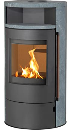 H&M Germany Kaminofen München Max Style gussgrau/Naturstein 150mm Rauchrohranschluss 8kw Holzofen Kohle Schwedenofen Steinverkleidung