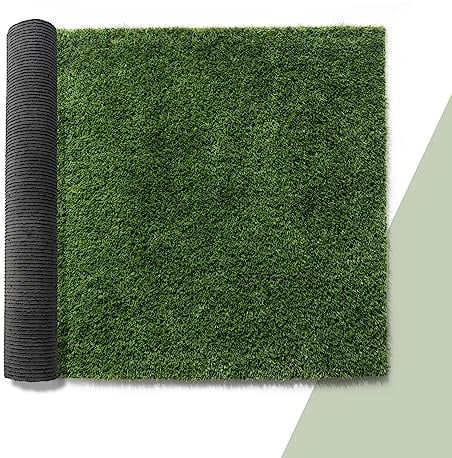 Paco Home Kunstrasen für Garten Balkon Terrasse Rasenteppich Indoor Outdoor Teppich Natürlich Weich Natur Optik Waschbar, Model:25mm, Größe:100x100cm