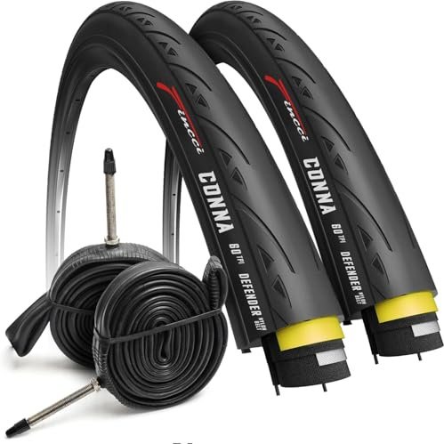 Fincci Fahrradreifen 28 Zoll - Set Paar 23-622 700x23c Reifen mit Fahrradschlauche 28 Zoll und 1mm Pannenschutz 60 TPI, für Rennrad, Stadtfahren, Tourenrad Race, e Bike, 2er Pack Fahrradzubehör