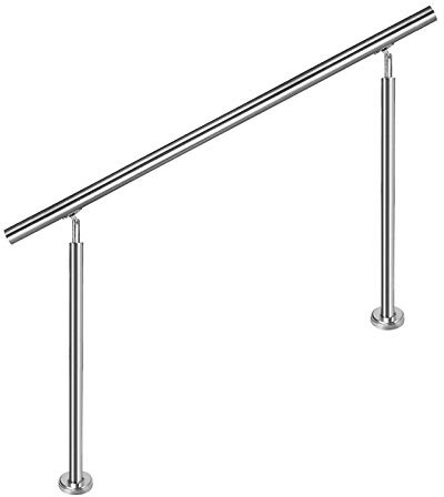Aufun Edelstahl Handlauf 80cm Treppengeländer Innen und Außen mit 2 Pfosten für Treppen, Brüstung, Balkon (80cm, 0 Querstreben)