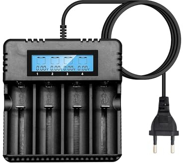 Gbformat Akkuladegerät LCD-Display Li-Ion-Akkuladegerät Intelligente Schnellladung 4-Steckplatz-Kopf Kompatibel mit Einer Vielzahl von 3,7 V 26650/18650/14500/16340 Li-Ion-Akkus