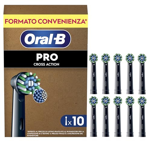 Oral-B Pro Aufsteckbürsten Cross Action, Schwarz, 10 Stück - Original Zahnbürstenaufsatz für Elektrische Zahnbürste, Überlegene Zahnreinigung, Zahnbürstenköpfe mit X-Borsten