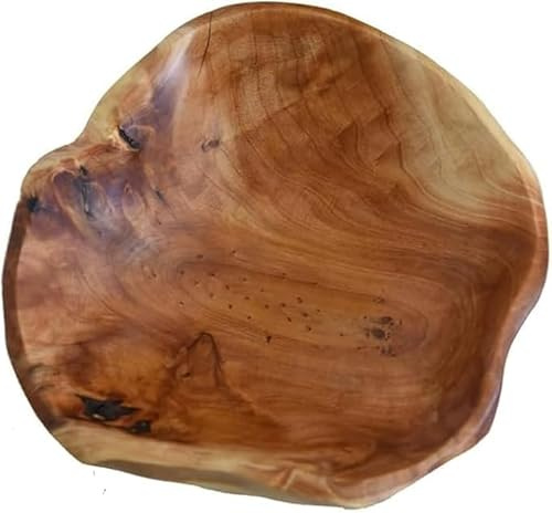 Obstschale aus Natur Holz, Holzschale SalatSchüssel Dekoschale (25—29cm) | Handgemachte Unregelmäßige Kreative Obst Servierschüssel Holztablett Deko für Obst Salate Snack Schlüssel Heimdekoration