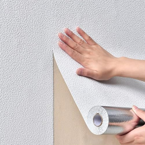 3D-Schaum-Wandaufkleber, Tapetenrollen, selbstklebende Tapete, Schlafzimmer, Wohnzimmer, minimalistische Dekoration, 50 x 280 cm (weiß)