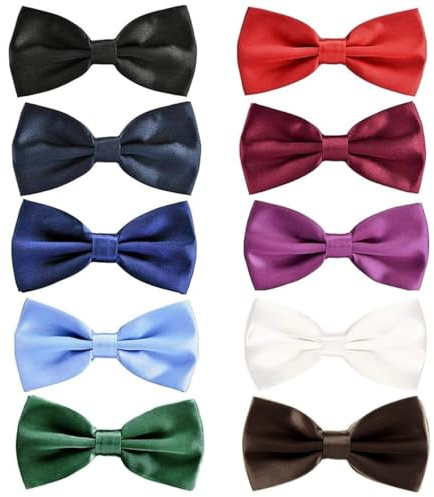JZK 10x Mehrfarben gebunden verstellbar Fliege Schleife zum Hochzeiten Party, formal oder besondere Anlässe