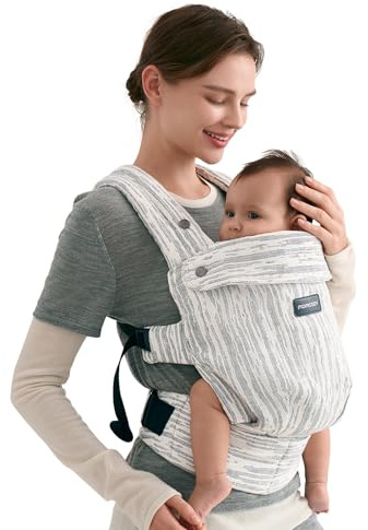 Momcozy Herihuge Baby-Trage - Charmante Jacquard-Webart, Langlebig & Elegant - Ganz-Tages-Komfort für Mütter - Zeitlos-Beige