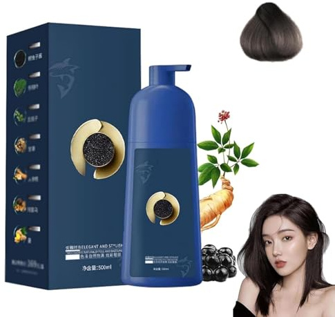 Kaviar Protein Haarfärbemittel, Dunkelbraunes Haarfärbe-Shampoo, Haarfärbe-Shampoo für Damen und Herren, natürliche sofortige Haarfarbe, Haarfärbe-Shampoo für Damen und Herren