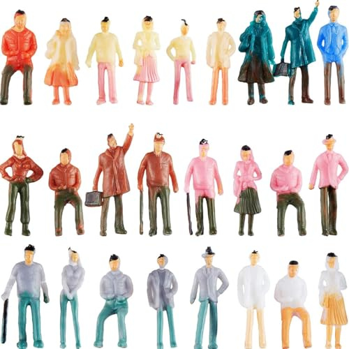 Gejoy 100 Stücke Figuren Modell für Züge und Architektur - Plastik Menschen Sitzend und Stehend für Miniatur Szenen, Maßstab 1:75