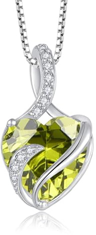 FJ Herz Geburtsstein Kette Damen 925 Sterling Silber Infinity Unendlichkeit Halskette Schmuck Geschenke für Frauen Mutter Freundin Mama
