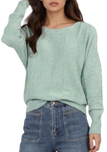 Jywmsc Lose Langarm Pullover für Frauen Herbst Winter Pullover Lässige gehäkelte Batwing Tops Gestrickte Kleidung