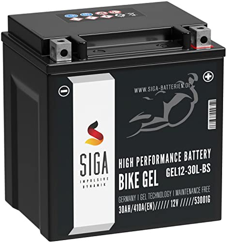 SIGA YIX30L-BS GEL Motorradbatterie 12V 30Ah GEL12-30L-BS 53001 GT30-3