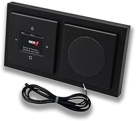 Busch Jäger DAB+ Unterputz Radio 8215U-101 SCHWARZ MATT Komplett-Set + Lautsprecher + 0,9 m EBROM Wurfantenne zur Empfangsoptimierung - 8215 U -101
