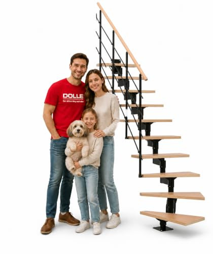 DOLLE Elegante Raumspartreppe in modernem Design, edlem Schwarz und Stufen aus Buche Multipex