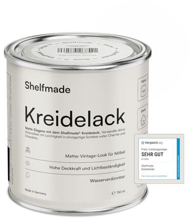 shelfmade Kreidefarbe weiß - Reinweiß - Holzfarbe DIY - Holz - Farbe für Möbel - Möbel matter Look - Holzlack matt