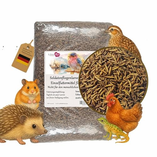 Liebesvogel für Wildvögel 10 kg Soldatenfliegenlarven Vogelfutter Fischfutter (wie Mehlwürmer)