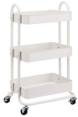 Amazon Basics Werkzeug- oder Küchenrollwagen, 3 Ebenen, Weiß