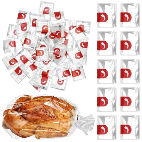 Yardwe 50 Stück PET Ofenbeutel, 38 x 25 cm, für Ofen und Toaster | Für Brathähnchen, Sandwiches et Snacks in Küchengeräten um Spritzer und Krümel zu reduzieren
