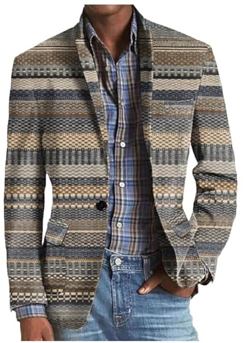 Generisch Karierter Sakko Herren Slim Fit Elegante Modern Blazer Sommer Sakko Leicht Regular Fit Männer Frühling Stylish Jackets Anzugjacke für Alltag Business Hochzeit Party